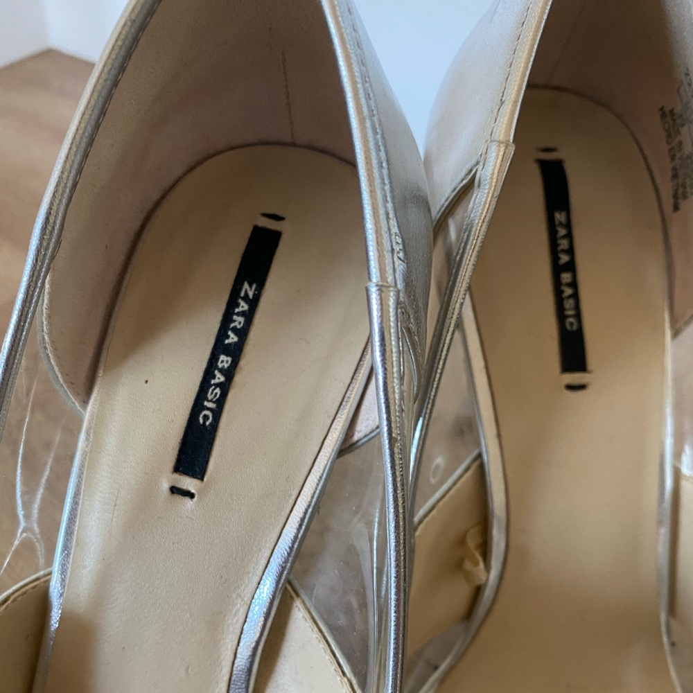 Zara Basic Silver Heels - image 4